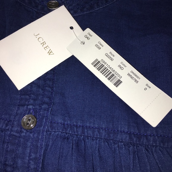 J. Crew Gathered Top in Indigo Gauze NWT Size 0 - Picture 6 of 8